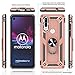 Compatible for Moto One Action Case, Moto P40 Power Case with HD Screen Protector, Gritup Military-Grade Protective Phone Case with Magnetic Kickstand Ring for Moto One Action / P40 Power Rose Gold