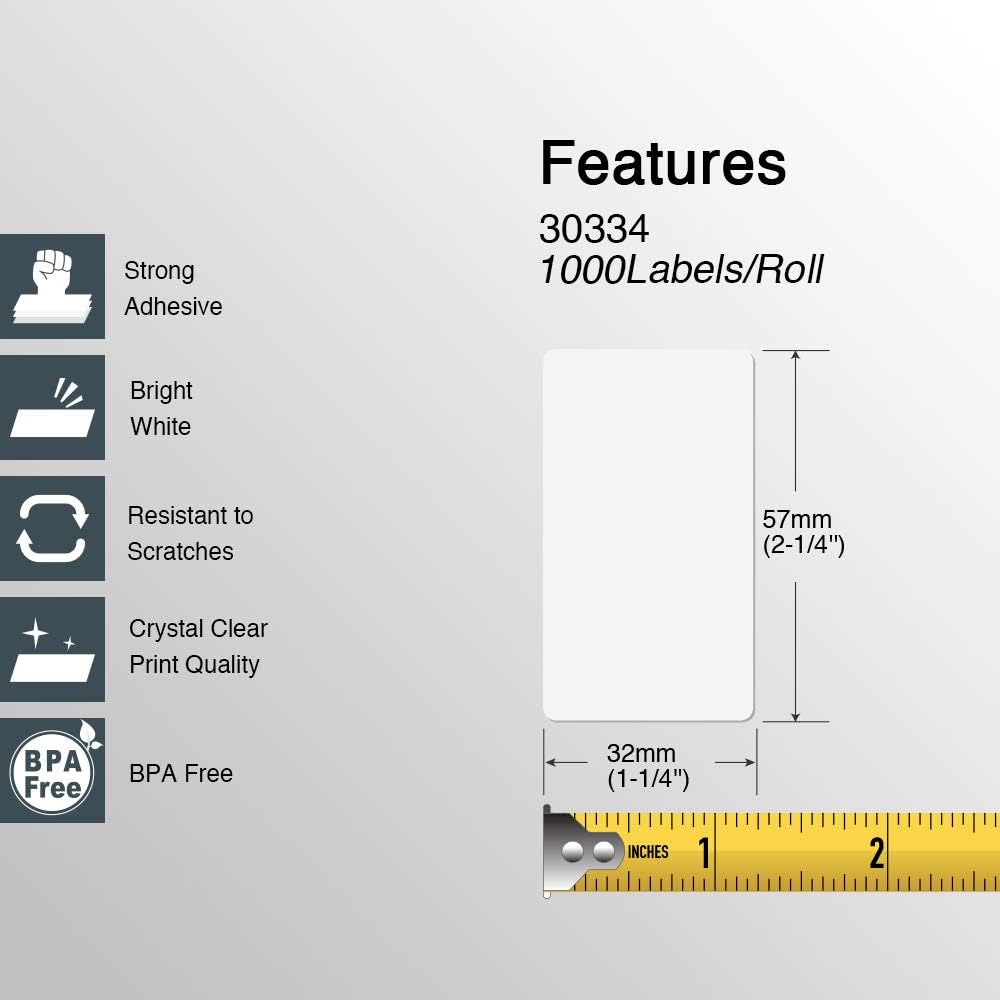 BETCKEY - Compatible DYMO 30334 (2-1/4" x 1-1/4") Medium Multipurpose Barcode/FNSKU/UPC/FBA Labels - Compatible with Rollo, DYMO Labelwriter 450, 4XL & Zebra Desktop Printers[10 Rolls/10000 Labels] : Office Products