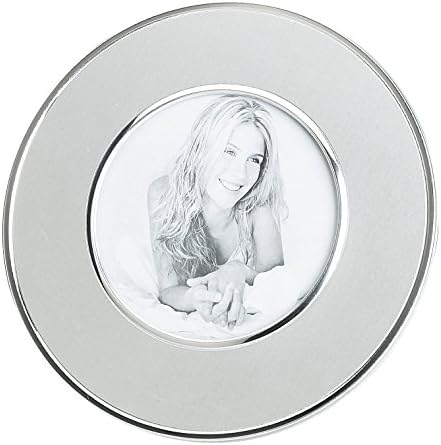 Upper Gifts Silver Round Picture Frame - 2 Tone Brush Finish with Shiny Inlay