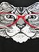 Ann Arbor T-shirt Co. Red Linda Glasses Cat | Funny Belcher Kitty Cute Humor Fun T-Shirt For Men Women
