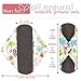 Sanitary Reusable Cloth Menstrual Pads by Heart Felt. 5 Pack Washable Natural Organic Napkins with Charcoal Absorbency Layer. Overnight Medium Panty Liners for Comfort Support and Incontinence