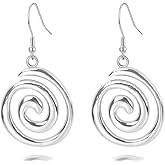Bohemian Spiral Dangle Earrings with Sterling Silver Hooks,Western Style Women's Jewelry Gift