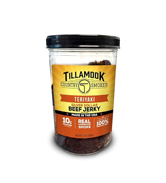 TILLAMOOK COUNTRY SMOKER REAL HARDWOOD SMOKED SILVER DOLLAR JERKY, TERIYAKI, 13 OUNCE
