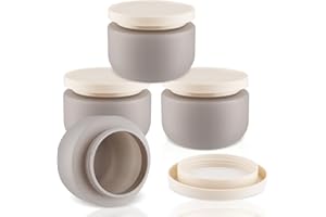 USROMMANER 4 Pack 8 OZ Plastic Jars Round Cosmetic Container with Lids,Wide Mouth Soft Slime Jars for Lotion,Hand Cream,Ointments,Makeup,Body Butter,Rhinestone,Samples Pot Travel Make Up Storage (Grey)