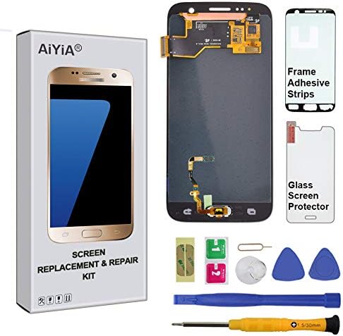 Display Touch Screen (AMOLED) Digitizer Assembly Samsung Galaxy S7 (5.1 inch) G930 G930F G930A G930V G930P (Phone Repair Replacement) (Repair Tool Kits) (Gold Platinum)