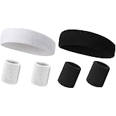 ccHuDE 2 Sets Sweatbands Set Sports Headband Wristbands Head Wrist Sweat Bands Terry Cloth Sweatbands Exercise Headband Wristbands for Working Out