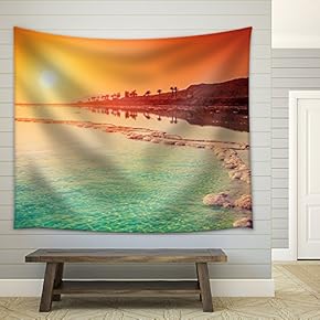 Sunrise Over Dead Sea. - Fabric Wall Tapestry Home Decor - 51x60 inches