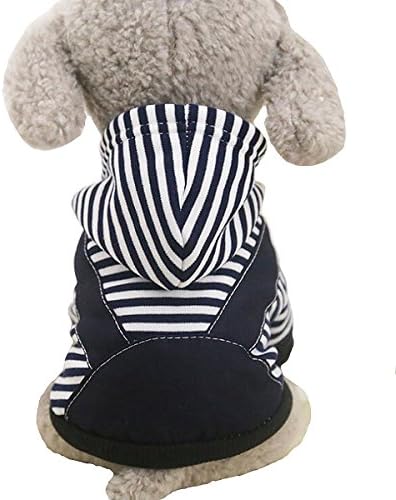 Sisha Fashion Stripe Pet Dog Hoodies Soft Warm Polar Fleece Outwear Coat Pet Clothe Sapph blue L