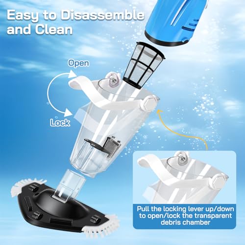 Wireless Pool Vacuum Cleaner, Dual Mode with 31 cm Triangle Brush & Crevice Nozzle, Automatic Immersion Start, 80 min Autonomy, Telescopic Rod 139-199 cm