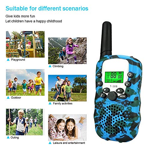 GoBig 6201 Voice Activated Adults and Kids 3 Mile Range 2 Way Radio Walkie Talkies Built in Flash Light Camo Blue (2 Pack)