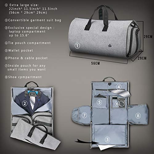 Bug-Anzugtasche-Kleidersack-Reisetasche-Anzugsack-2-in-1-Garment-Bag-mit-15-Laptopfach-Schuhfach-und-Verstellbarem-Schultergurt-45L-hohe-Kapazitaet-Schwarz