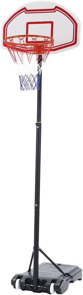 Seatopia 28 Inch Portable Basketball Hoop System Kids Junior Height Adjustable Stand Backboard System W/Wheels (Black)