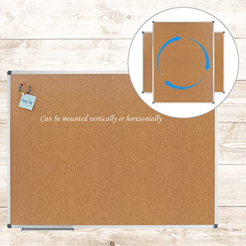 BigXwell Cork Board Bulletin Notice Board 36’’ x 24’’, Corkboard with Silver Aluminum, Wall