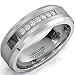 8mm Tungsten Carbide Ring with Brilliant CZ Diamonds Mens Wedding Band