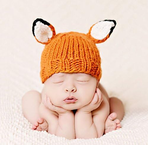 The Blueberry Hill "Rusty" Knitted Fox Hat | Super Soft Baby Winter Hat and Photography Prop (Newborn 0-1 Month)
