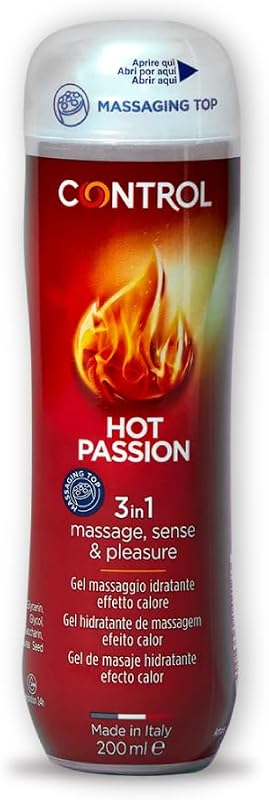 Hot Passion 3 em 1 Gel de Massagem à Base de Água e Lubrificante Íntimo, Efeito Térmico, Fabricado em Itália, 200 ml