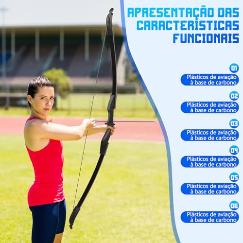 Arco Flecha Profissional Destro, Arco E Flecha Profissional Ambidestro, Tiro com Arco Tradicional Caça Artesanal Arco Cavalo Longbow, Arco Flecha Profissional Destro de MadeiraFlechas de Fibra