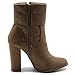 Ollio Women's Shoe Faux Suede Back Zip Up Stacked High Heel Tassel Ankle Boots