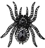 Angel Jewelry Women's Crystal Halloween Spider Stretch Rings Black Metal
