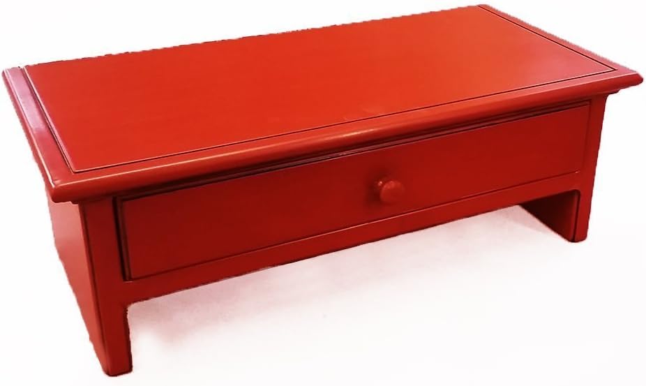 Wood Monitor Stand with Drawer and Cubby - PAINTED FINISH WITH GLAZE - Medium Size