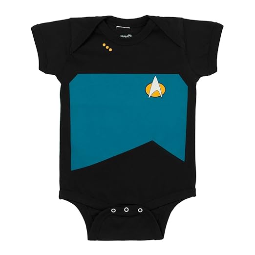 Star Trek The Next Generation Starfleet Uniform Baby Romper (0-6 Months, Blue/Science)