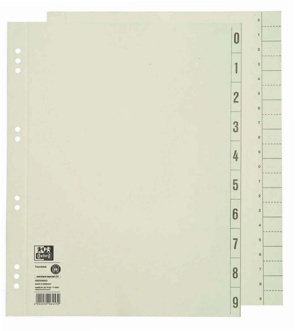 Elba 06453CH Divider for DIN A4 Strong Card Recycled 230 g/m2 Chamois Pack of 100