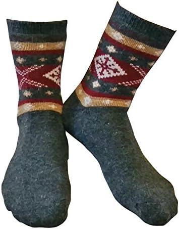 Women Wool Blend Socks- mid calf length- full foot warmth- 1 Pair of cute socks for the perfect sock lover (Red)