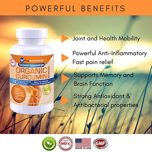 Pure Turmeric Curcumin BCM95 Supplement + Black Pepper, Organic, Vegan