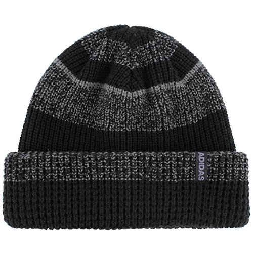 adidas Men's Waterville Fold Beanie, Black/Black/Onix Marl/Onix, One Size