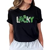 Womens St Patrick's Day T-Shirt Let's Get Lucked Up Shirt Irish Clover Funny Holiday Lucky Graphic Tee Tops