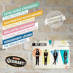Nostalgic-Art Plaque Vintage Fab4 – Hey Jude – Idée de Cadeau pour Les Fans des Beatles, en métal, Design Retro pour la décoration, 15 x 20 cm - Les Beatles, Paul McCartney, John Lennon, RIngo Starr, George Harrison Nostalgic-Art Plaque Vintage Fab4 – Hey Jude – Idée de Cadeau pour Les Fans des Beatles, en métal, Design Retro pour la décoration, 15 x 20 cm – Image 4