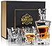 KANARS Whiskey Decanter Set - 25 Oz Crystal Liquor Decanter Carafe with 4 Rock Glasses 9 Oz For Bourbon, Scotch, Vodka, Rum or Whisky - Gift for Men Dad Husband Brother Adult Groomsmen - 5 Piece