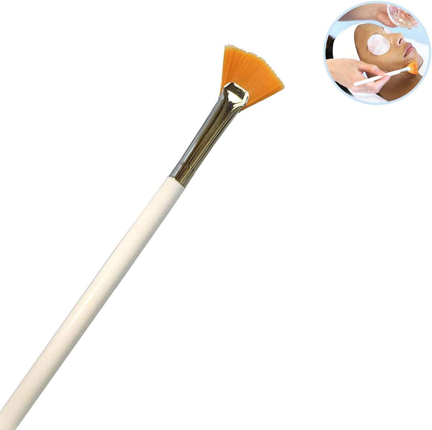 XelparucTS Fan Brush For Taklon 6" Glycolic Lactic TCA Serum Mask, White