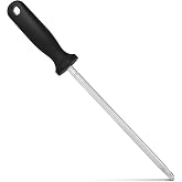 Wgsajlo 12 Inch Knife Sharpening Steel Rod, High Carbon Honing Rod | 9 Inch Honing Surface, Ergonomic PP Handle, Ideal for Chef and Home Kitchen Knives Maintenance