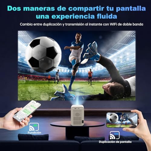 AOC 1080P Smart Projector,Fully Sealed,300 ANSI & 12000 Lumen & Auto Focus & Android 12.0,Projectors with Wifi6 and Bluetooth 5.0,250'' Screen, Portable Projector for Phone/PC/HDMI/USB (White+Yellow)