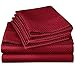 Lux Decor Collection Bed Sheet Set – 4 PC Bed Sheets - Brushed Microfiber - (Queen Size, Checkered Burgundy)