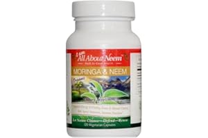ALL ABOUT NEEM Moringa 400 mg and Neem Leaf 500 mg Capsules - 120 Count Fresh Organic