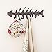 Comfify Decorative Fish Bones Wall Mounted Towel Rack Stylish Cast Iron Hanger with 4 “Fish Bones” Hooks for Towels, Robes and More - Includes Screws and Anchors - in Brown