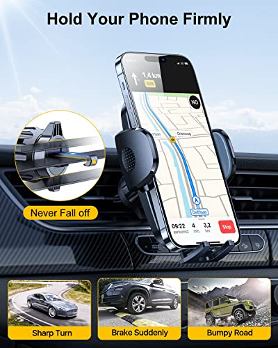 Rorhxia Car Phone Holder Mount [Groundbreaking Protection & Rotatable Base] 3 in 1 Dashboard Vent Windshield Cell Phone Holder Car Fit for iPhone 14 13 12 Pro Max Samsung All Phones