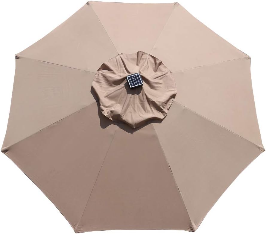 Blue Le Papillon Outdoor Patio Umbrella 9 Ft Solar Powered Lighted Table Market Umbrella With Crank And Push Button Tilt Umbrellas Umbrellas Shade