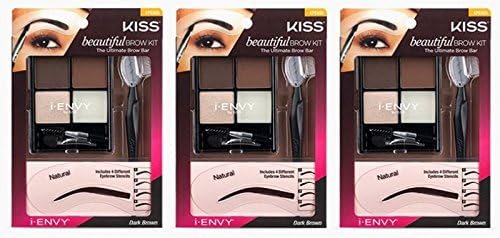 (PACK OF 3) KISS NEW YORK I-ENVY BEAUTIFUL BROW KIT - DARK BROWN