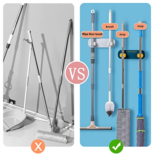 Broom Holder Wall Mount Self Adhesive, Celestite Mop and Broom Holder for Home Kitchen Organization and Storage