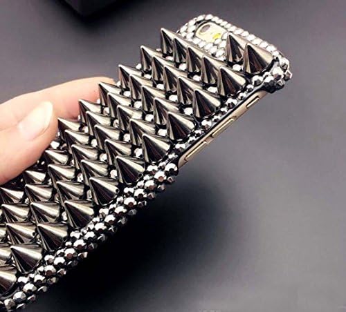 Punassi Galaxy S6 edge Plus case,3D Handmade Shiny Crystal Bling Case with Special Pyramid Studs Spikes Rivets Punk Style Design Hard Black PC Cover (Galaxy S6 edge Plus)
