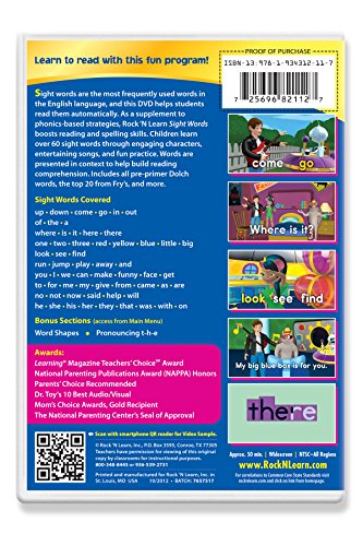 Sight Words 3-DVD Set by Rock 'N Learn: Over 170+ words includes all pre-primer, primer, and first grade Dolche words plus many Fry words