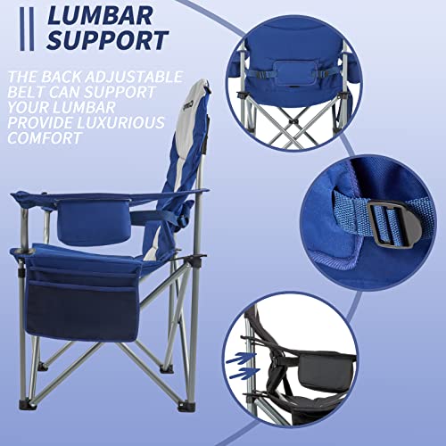 KingCamp Lumbar Back Padded Oversized Folding Camping Chair with Cooler