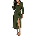 VINTATRE Women Kimono Robes Long Knit Bathrobe Lightweight Soft Knit Sleepwear V-neck Casual Ladies Loungewear