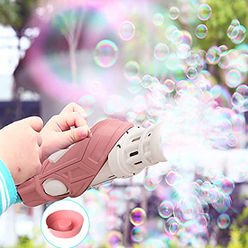 Bubble Machine, Gatling Bubble Machine, 8-Hole Bubble Blower, Automatic Bubble Blowing Machine Electric 40ML (Pink, Without Bubble Water)
