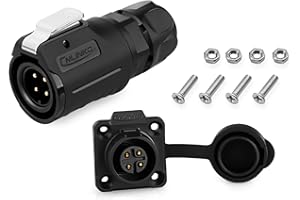 ALLAOUNION 4 Pin Connector, Waterproof Electrical Connectors, Aviation Wire Connectors for Industrial, Power, Car, and Other Indoor/Outdoor Male and Female Connector