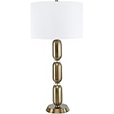 Creative Co-Op Metal Glass Middle Table Lamp, Pewter