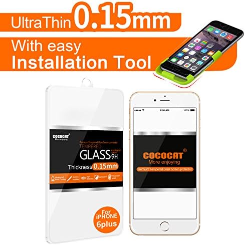 iPhone 6 plus Screen Protector, COCOCAT [Tempered Glass][With easy Installation Tool] 0.15 mm Ballistic Glass iPhone 6 plus Glass Screen Protector Work with iPhone 6 plus and Protective Case